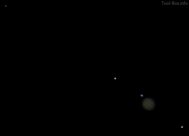 Composite of Jupiter and its satellites photographed by Canon SX50 HS