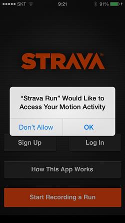 Strava Run asks for Apple M7 access permission